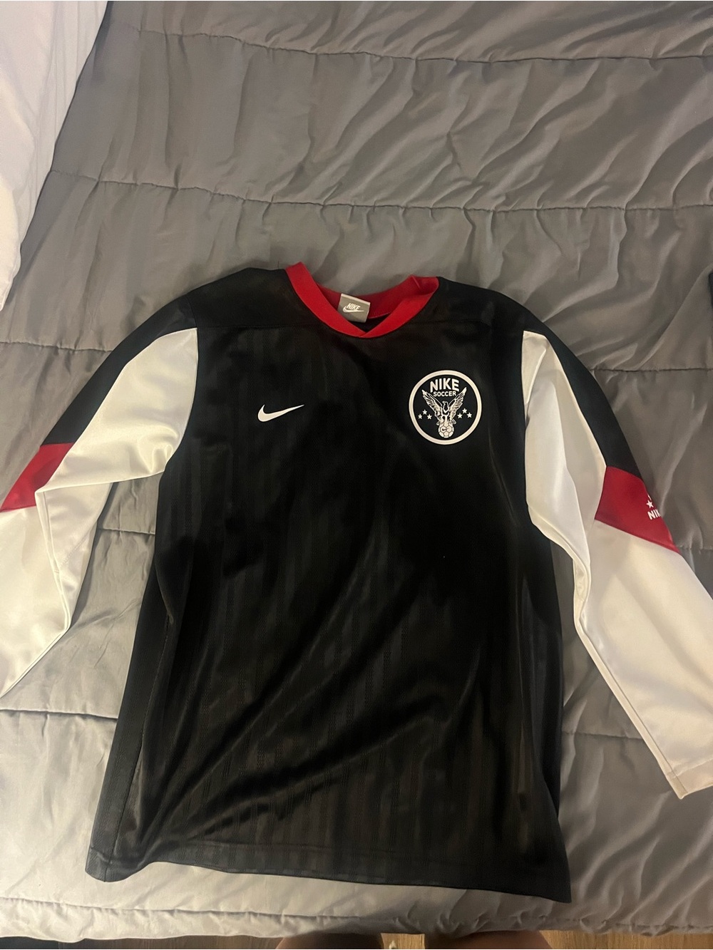 Nike Black White Red Soccer Sleeve Top